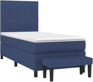 vidaXL Boxspringbett mit Matratze Blau 90x190 cm Stoff 3136723