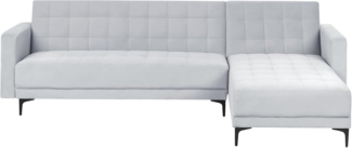 Modul Eckschlafsofa ABERDEEN Samtstoff Hellgrau 4-Sitzer linksseitig