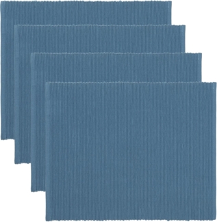 LINUM UNI Dekorative 4 set Tischsets für Esstisch 35x46 cm, 100% Gerippte Baumwolle, Maschinenwaschbar, Tiefseeblau