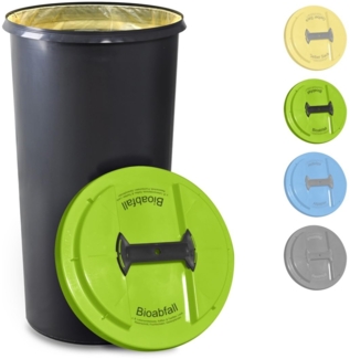 KUEFA Müllsackständer BSC LA 60L Mülleimer mit Laserbeschriftung und Klemm-Ring, Motive: Gelber Sack, Restmüll, Altpapier, Bioabfall