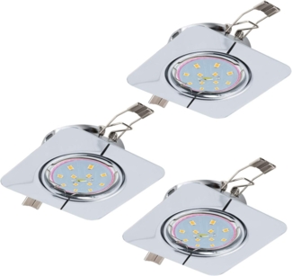 Eglo 94267 LED Einbauleuchten 3er Set schwenkbar chrom, GU10 87x87 mm PENETO