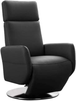 Cavadore TV-Sessel Cobra / Fernsehsessel mit 2 E-Motoren und Akku / Relaxfunktion, Liegefunktion / Ergonomie S / 71 x 108 x 82 / Echtleder Schwarz