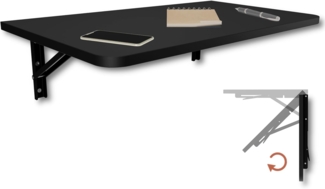 KDR Produktgestaltung Klapptisch 70x40 Wandklapptisch Esstisch Küchentisch Schreibtisch Wand Tisch, Schwarz