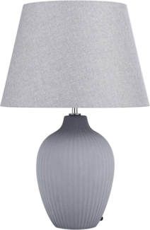 'Fergus' Tischlampe Grau Keramik 52 cm Stoffschirm Vasenform Kabel mit Schalter Retro-Stil