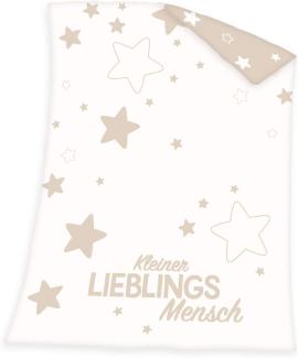 Babydecke Kleiner Lieblingsmensch, Baby Best, mit Schriftzug und Sternen, Kuscheldecke