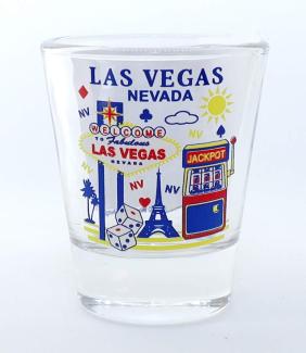 Las Vegas Nevada Attractions Collage Shot Glass by World By Shotglass