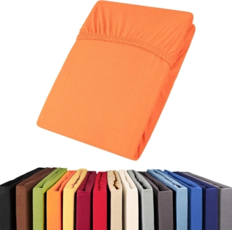 aqua-textil Viana Spannbettlaken 140x200-160x200 cm orange Baumwolle Spannbetttuch Jersey Laken