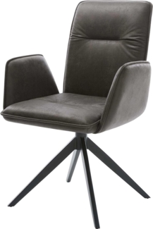 Drehstuhl Vinja-Flex Mikrofaser Anthrazit Vintage Kreuzgestell breit Schwarz 360° drehbar Wippfunktion