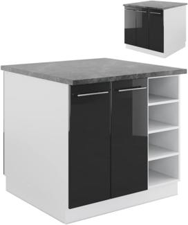 Kücheninsel Fame-Line Anthrazit Hochglanz/Weiß 90 cm ohne Arbeitsplatte Vicco