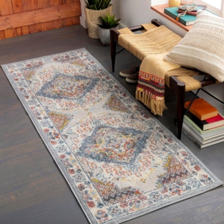 Livabliss Teppich CASABLANCA, rechteckig, Höhe: 12 mm, Vintage Orientteppich, Kurzflor Boho Wohnzimmerteppich, Läufer
