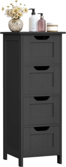 VASAGLE Badezimmerschrank, Badschrank, Beistellschrank mit 4 Schubladen, 30 x 30 x 82 cm, für Badezimmer, Wohnzimmer, Esszimmer, Küche, modern, tintenschwarz LHC040B01