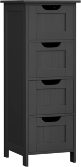 VASAGLE Badezimmerschrank, Badschrank, Beistellschrank mit 4 Schubladen, 30 x 30 x 82 cm, für Badezimmer, Wohnzimmer, Esszimmer, Küche, modern, tintenschwarz LHC040B01