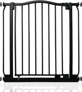 Safetots Treppenschutzgitter mit gebogenem oberen Teil, 71cm - 80cm, Mattschwarz, Treppenschutzgitter mit Druckbefestigung, Babygitter für Türen