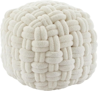 Vente-unique - Hocker - Knoten-Design - Bouclé-Stoff - Weiß - NOBAO