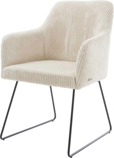 Esszimmerstuhl Greg-Flex Cord Beige Kufengestell Schwarz Taschenfederkern