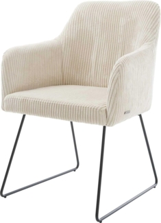 Esszimmerstuhl Greg-Flex Cord Beige Kufengestell Schwarz Taschenfederkern