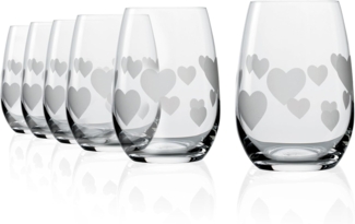 Stölzle Lausitz L'AMOUR Becher mit satinierten Herzen 335 ml 6er Set - A