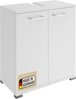 FACKELMANN Probus Basic Badunterschrank 60 cm – Moderner Waschbeckenunterschrank in weißem Design mit viel Stauraum – Made in Germany, Weiß
