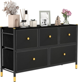 COSTWAY Stoffkommode mit 5 Schubladen, Schubladenkommode mit Metallrahmen, Sideboard mit verstellbarer Fußpads & Kippsicherung, Korbregal für Wohnzimmer, Schlafzimmer, Flur (5 Schubladen)