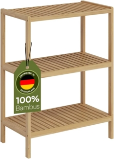 Bellamio 'Newa' Badezimmer-Regal, Bambus, natur, 140x33x60 cm, mit 3 Ablagefächern
