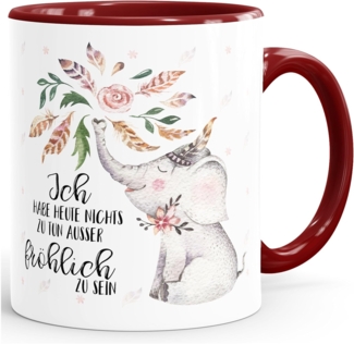 MoonWorks Tasse ''Kaffeetasse Elefant Ich habe heute nichts zu tun außer fröhlich zu sein Spruch-Tasse Geschenk MoonWorks Innenfarbe''