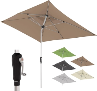 Doppler Sonnenschirm SL-AZ Auto Tilt 190x290 cm Greige-Taupe I Gartenschirm knickbar I Kurbelschirm mit UV-Schutz 80+ I Kurbelschirm aus Aluminium I regenabweisendes Polyester-Schirmdach