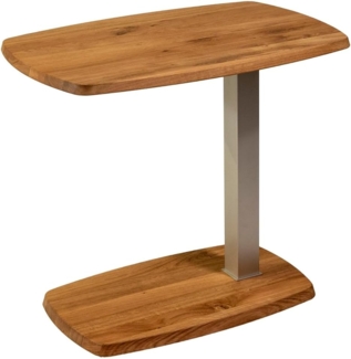 Vierhaus, 7773-WEI, Massivholz/Metall, höhenverstellbar, rollbar, 60 x 40 x 57-85 cm, Wildeiche lackiert/Perlsilberfarbig