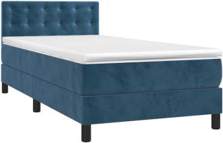 vidaXL Boxspringbett mit Matratze & LED Dunkelblau 100x200 cm Samt 3134631