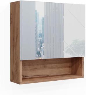 Badspiegelschrank Irma Weiß Hochglanz/Goldkraft Eiche 54 x 55 cm Vicco