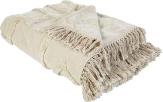 beliani 'CHACK' Kuscheldecke, Baumwolle, Beige, 220x240 cm