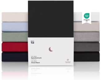 Blumtal® 2er Set Premium Jersey Topper Spannbettlaken 140/160x200 cm, Oeko-TEX Zertifiziert, Superweiches 100% Baumwolle Bettlaken, bis 10cm Topper höhe, Schwarz