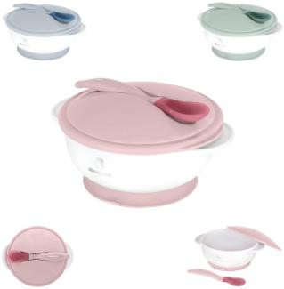 Kikkaboo Baby Essschüssel 250 ml Löffel mit Wärmesensor Warmhalteschüssel Deckel rosa