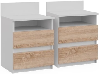 Vicco Nachtschrank Monty, Weiß/Sonoma, 32.3 x 59.1 cm 2er Set