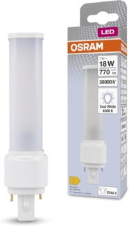 Osram DULUX D 18 LED-Lampe für G24D-2 Sockel, 7 Watt, 700 Lumen, Kaltweiß (4000K), rotierbar, Ersatz für herkömmliches 18W-Dulux Leuchtmittel