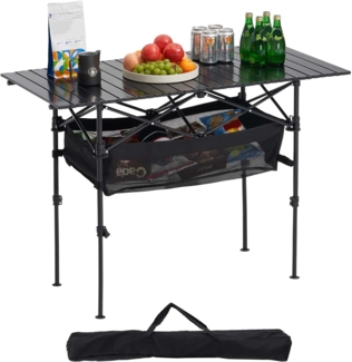 VEVOR Klapptisch Buffettisch tragbarer Allzwecktisch 120 cm, rechteckiger Aluminiumtisch (für 4-6 Personen) mit Verstellbarer Höhe & Tragetasche, Gartentisch Campingtisch für Partys Picknick Schwarz