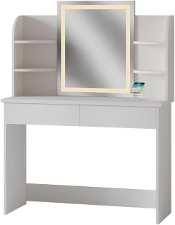 Schminktisch Charlotte Weiß 106 cm mit LED-Spiegel und QI-Ladestation Vicco