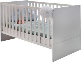 Wimex B01222 Babybett, Holz, alpinweiß / absätze eiche sägerau nachbildung, 76 x 146 x 78 cm