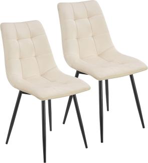 Juskys Esszimmerstühle Blanca 2er Set - Samt Stühle gepolstert - Stuhl für Esszimmer, Küche & Wohnzimmer - modern, belastbar bis 120 kg Beige