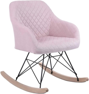BAKAJI Schaukelstuhl Relax Casa Bezug aus Stoff, gepolstert, Füße aus Metall, Sockel, Holz, Größe 75 x 58 x 80 cm, skandinavisches Design (Rosa)