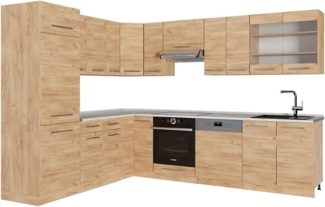 Eckküche Fame-Line Goldkraft Eiche 227 x 60 cm , AP Marmor Vicco