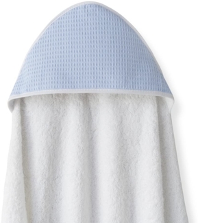 Interbaby Badetuch für Babys, Schürze, weiß/blau, mit Kapuze, Baumwolle, 100x100 cm, Uni, weich, schnell trocknend, ideal für Neugeborene, Babys und Kleinkinder, Design mit Bienennest