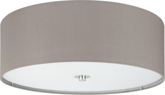 Eglo 94919 Deckenleuchte Pasteri Textil, Glas taupe (graubraun) 3X24W Ø47,5cm