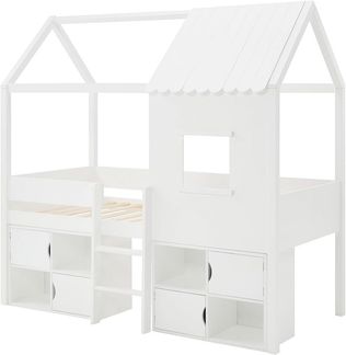 Vente-unique - VALESKIA Bett Holz, PlatteHolz, Platte Weiß - B 102,4 cm x H 190,5 cm x L 198 cm
