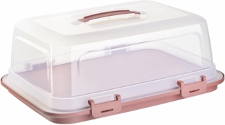 Engelland Kuchentransportbox mit Griff, Deckel und 4-fach Klick-Verschluss, rechteckig, Kunststoff, (L 44 x B 35 x H 17,50 cm, BPA-frei), spülmaschinengeeignet, lebensmittelecht, Stückeinteilungshilfe