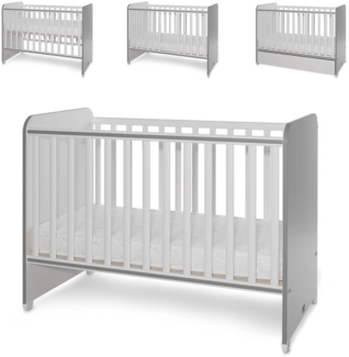 Lorelli Babybett Sweet Dream 124 x 68 x 95 cm Unterbettrahmen mit zwei Ebenen weiß dunkelgrau