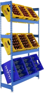 Simonrack Getränkekistenregal, 3 Kästen, Flaschenregal, Getränkekistenhalter, Kistenregal, Grau - Simonbottle