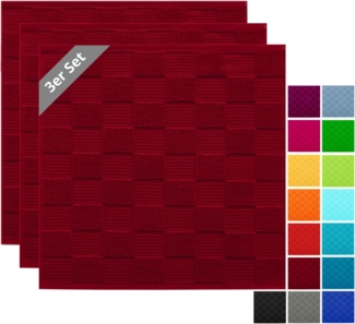Lashuma Geschirrtuch Lissabon, (Set, 3-tlg), Küchentücher einfarbig dunkel rot 50x50 cm