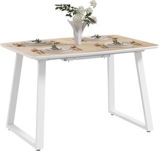 HOMCOM Klapptisch Ausziehbarer Esstisch für 4-6 Personen (Küchentisch, 1-St, Esszimmertisch), Stahl, 120,160 x 80 x 76 cm, Eiche