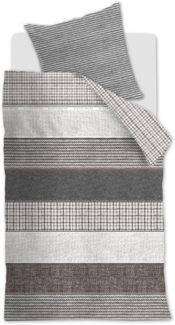 Rivièra Maison Renforcé Bettwäsche Tailor Anthracite 135X200 135x200 cm + 1 x 80 x 80 cm 1 Bettbezug, 1 Kissenbezug Anthrazit