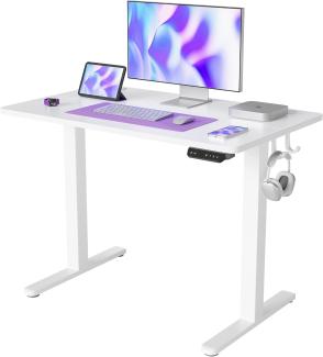 FEZIBO Schreibtisch Höhenverstellbar Elektrisch, 100x60 cm Stehschreibtisch mit Memory-Steuerung und Anti-Kollisions Technologie, Weiß Rahmen/Weiß Oberfläche